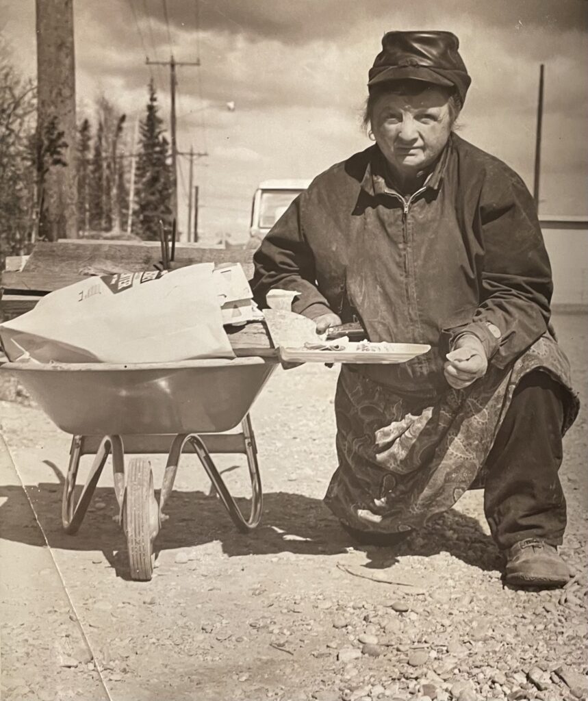 In spring 1970, Irene determined to clean all the debris from the street in front of her home place. (Photo courtesy News-Miner Archives)